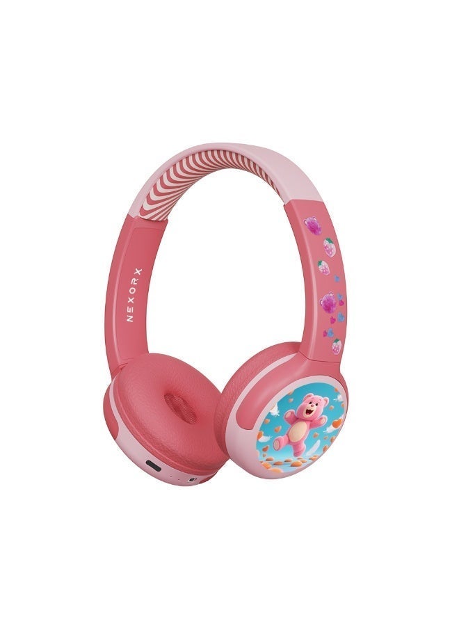 NEXORX NexTunes 001 Junior Kids Headphones – Bluetooth 5.3, 8 Hours Playtime, Built-in Mic, Safe 85dB Volume Limit, Comfortable & Lightweight for Ages 3+ Pink - Image 1